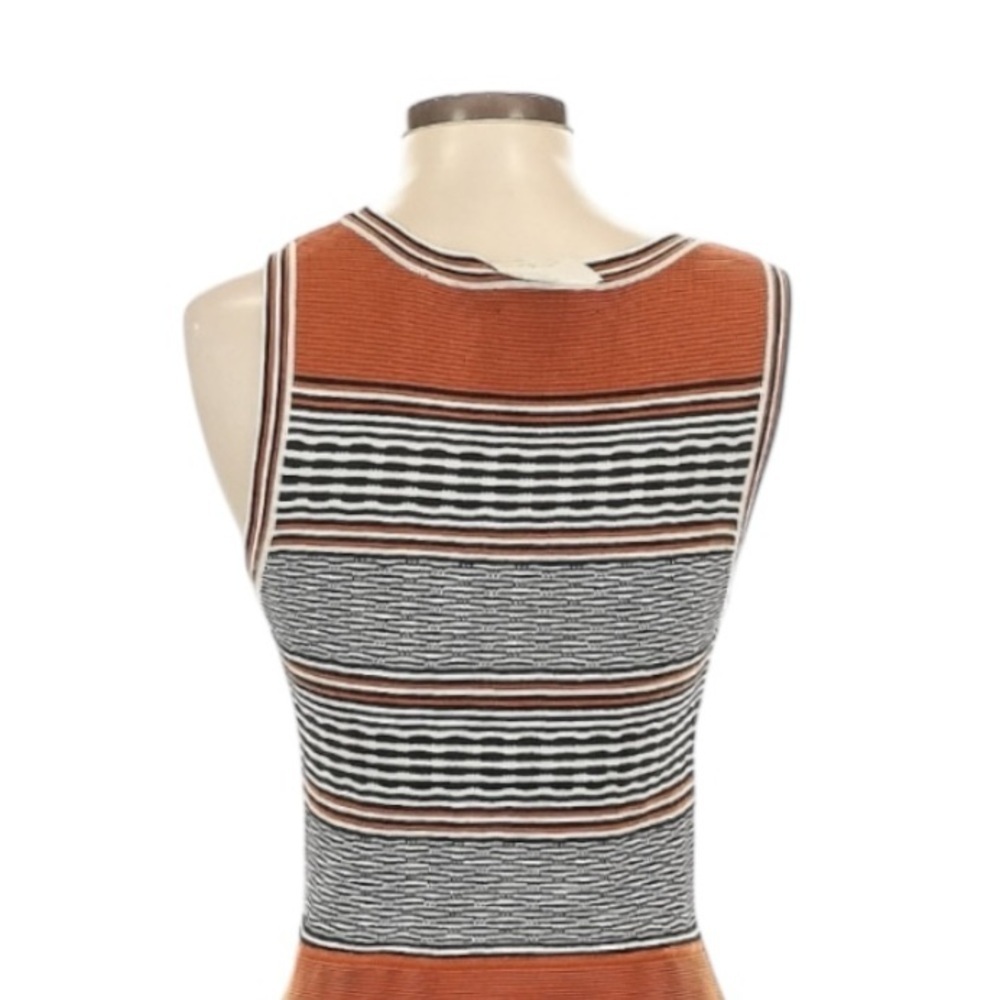 Sandro Paris Raby Stretch-Knit Dress Brique Striped Sleeveless Flare Hem Size 6 - Picture 4 of 10